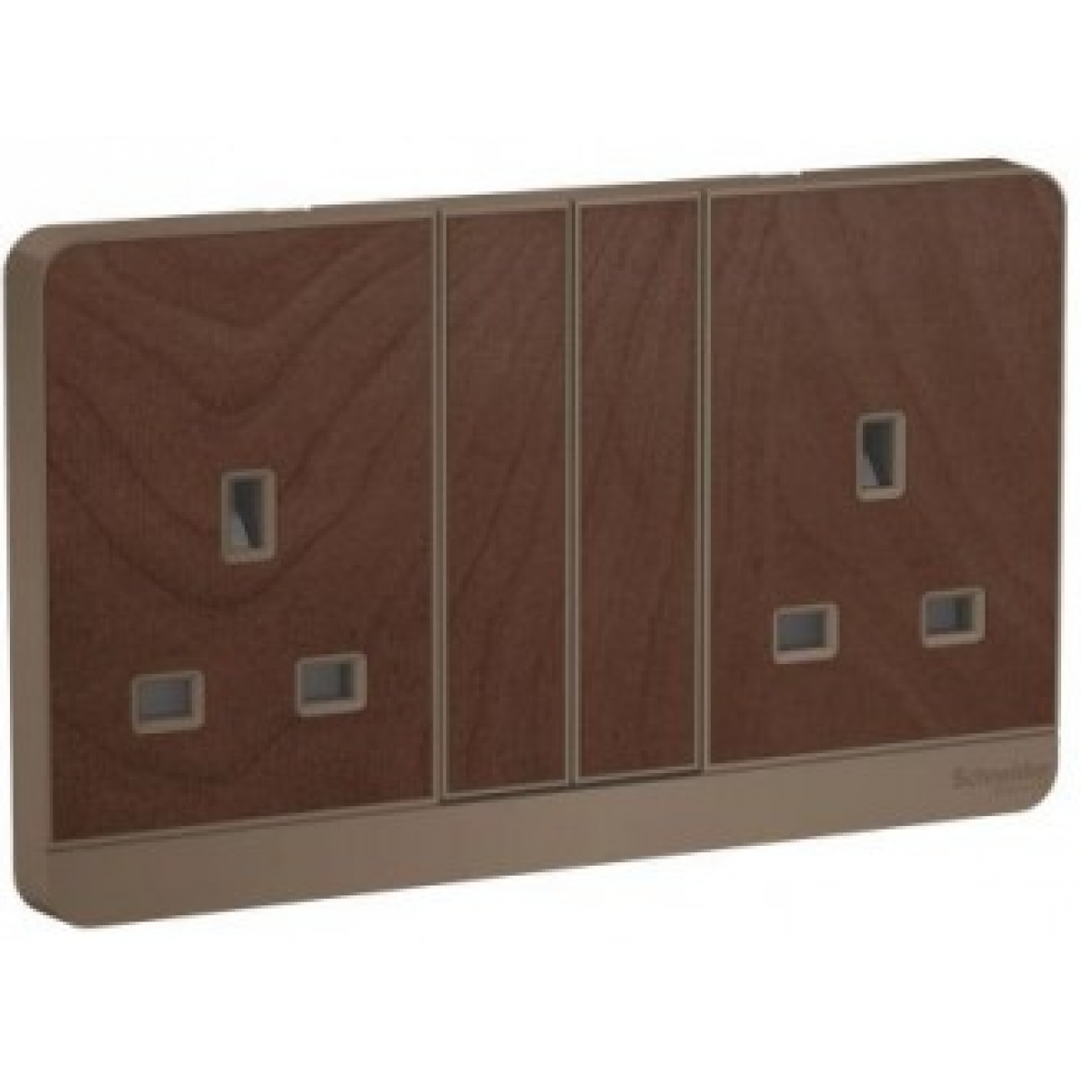 Schneider Electric 施耐德電氣 AvatarOn 13A兩位連保護門有掣插座連LED指示燈 (胡桃木)